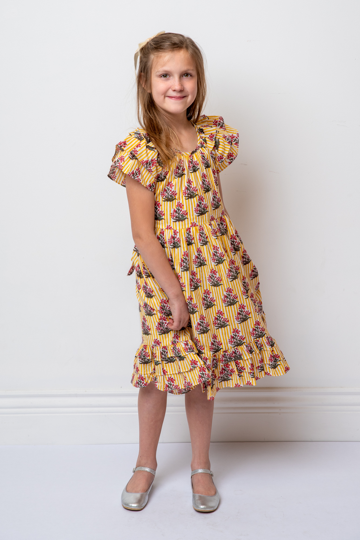 The Clara Dress in Yellow Stripe