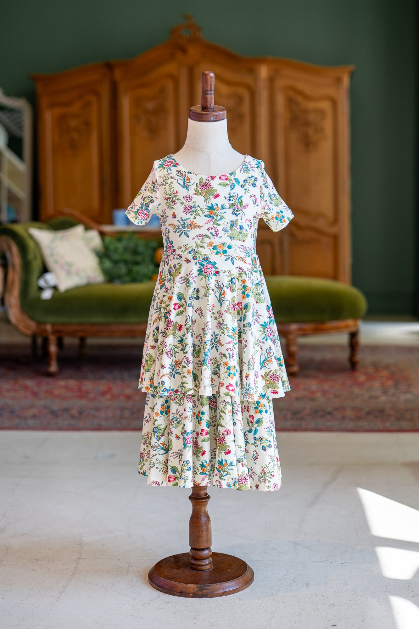 The Sophia Dress in Cream Floral