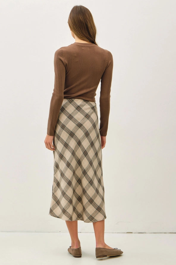 The Ruther Plaid Midi Skirt