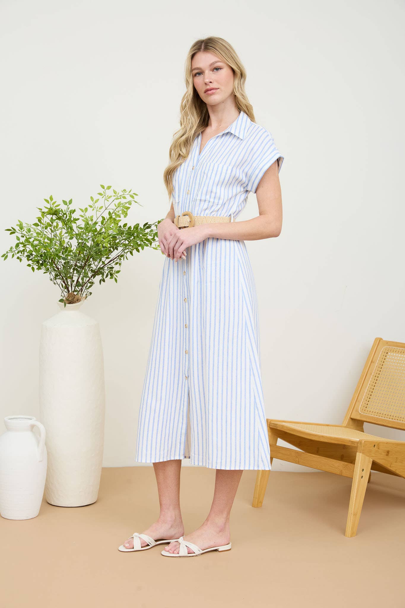 The Colette Striped Midi Dress