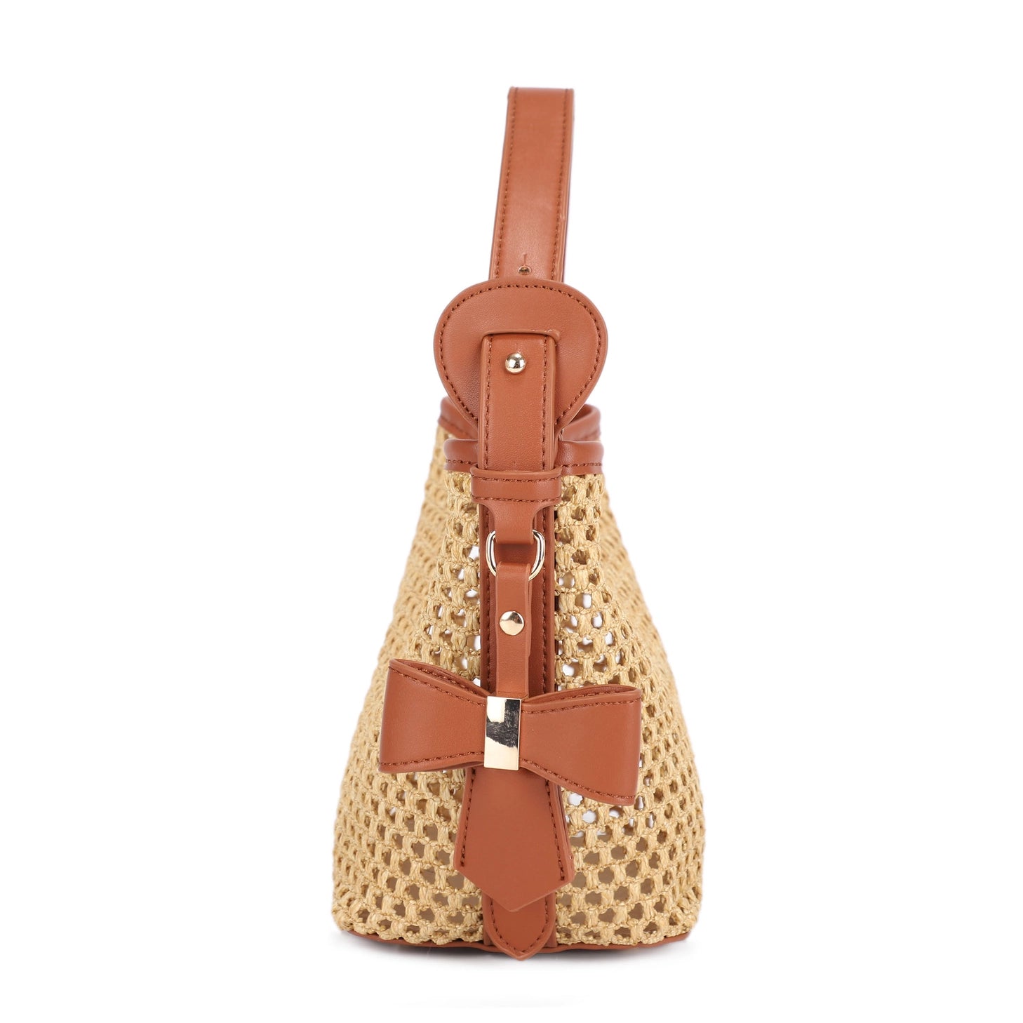 Isabelle Straw Crossbody Bag with Bow Charm
