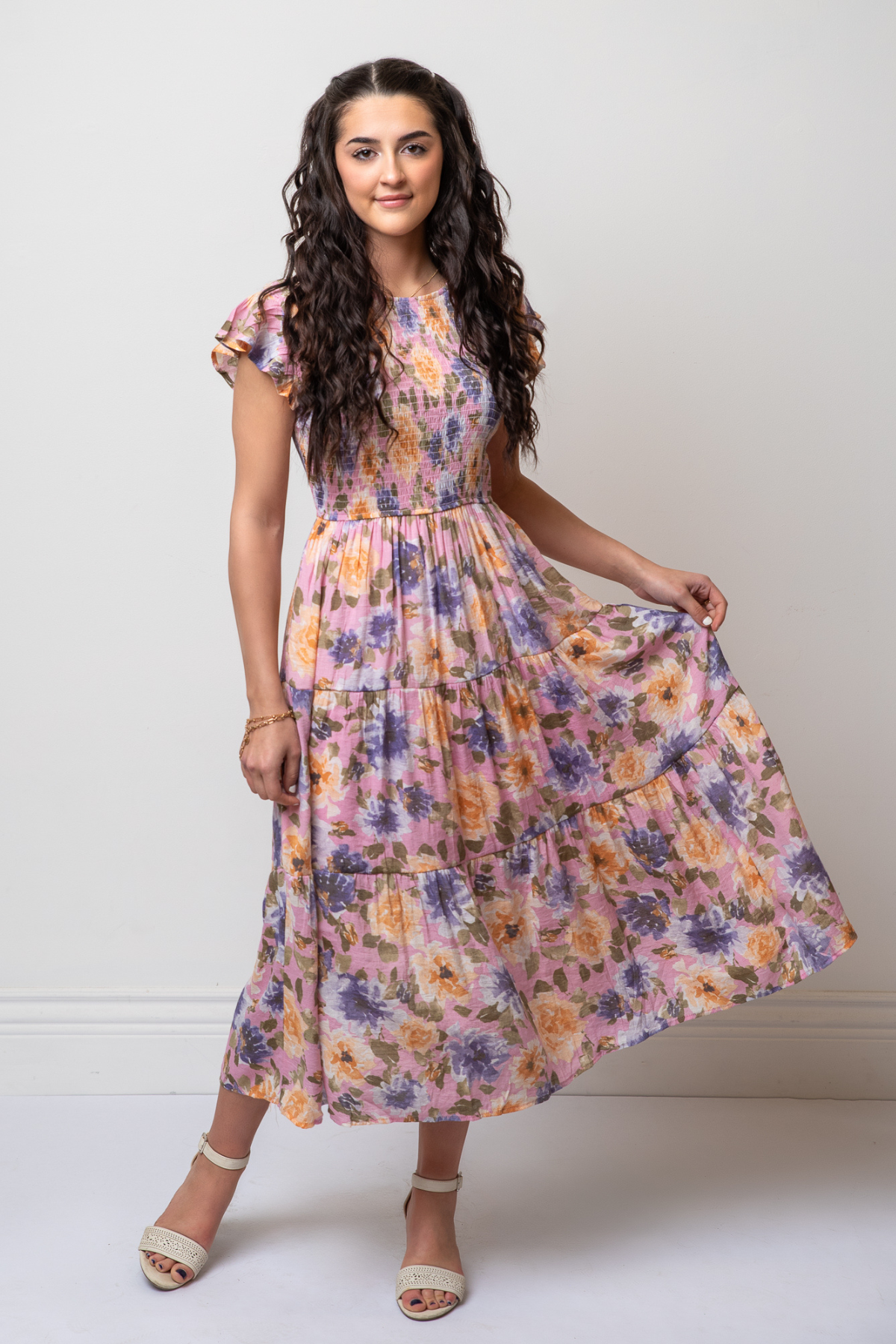 Sherryl Floral Smocked Midi Dress