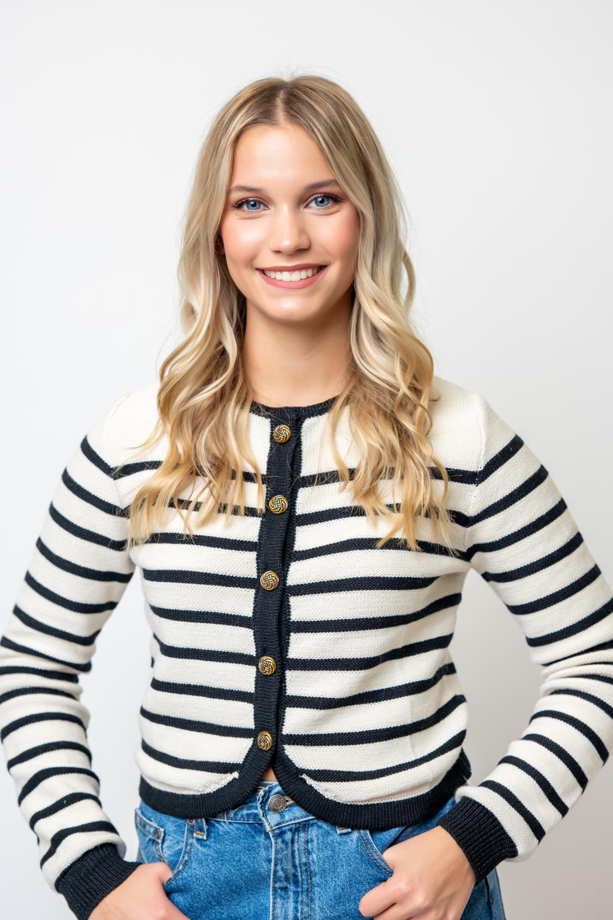 Striped Button Down Cardigan