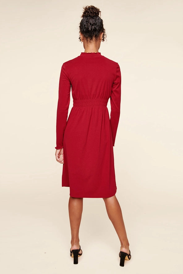 The Preslie Mock Neck Smocked Waist Dress