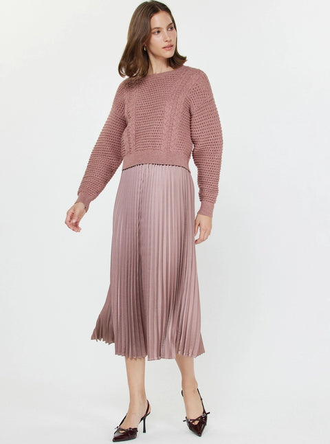 for love and lemons pointelle knit dress For Love & Lemons Billie Pointelle Midi Dress