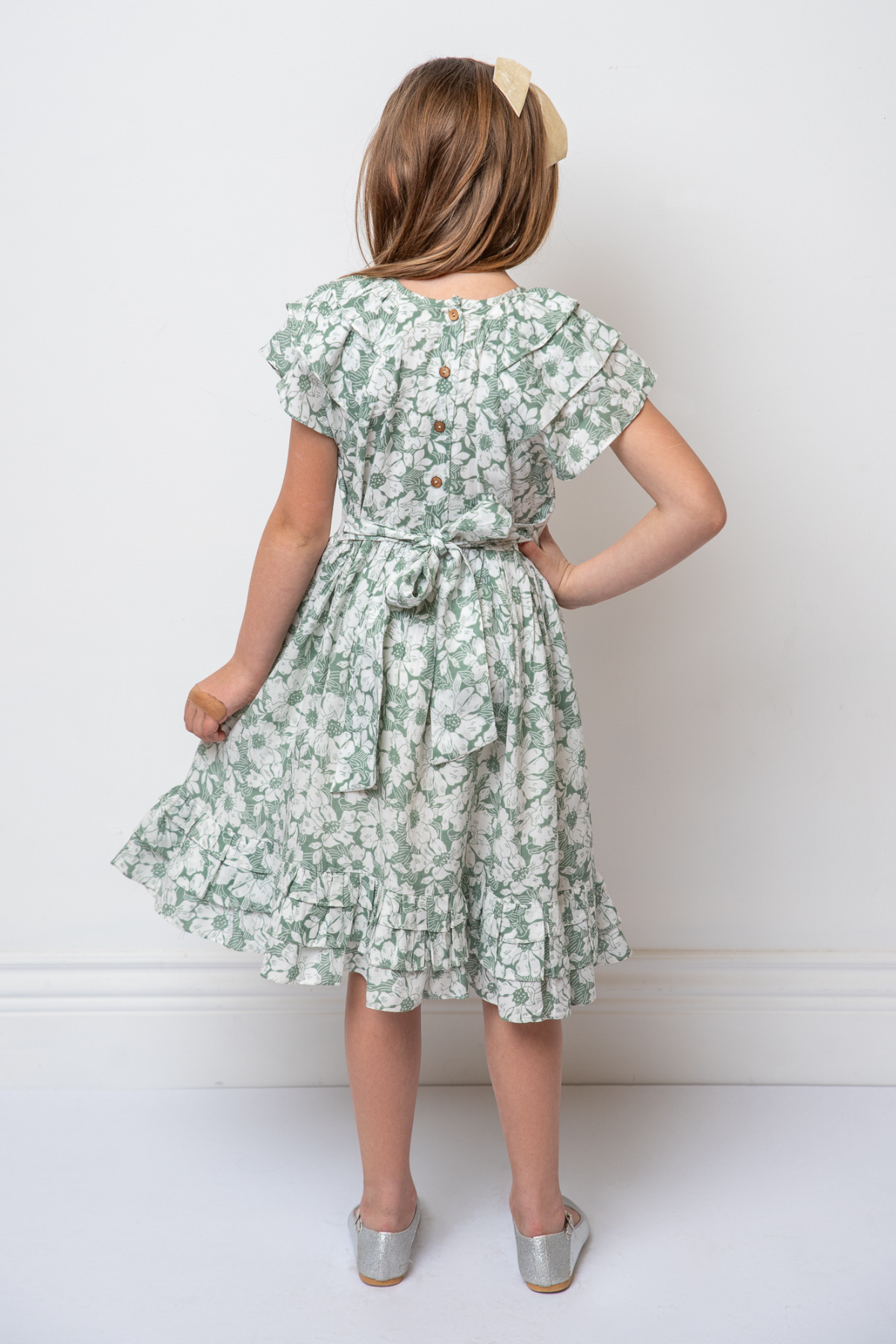 The Clara Dress in Green Floral