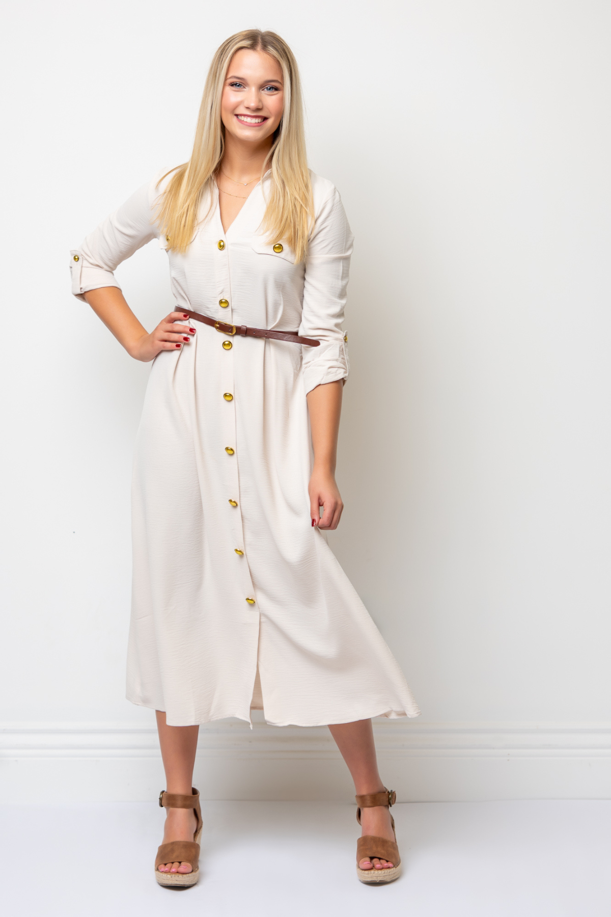 The Morgan Belted Midi Dress