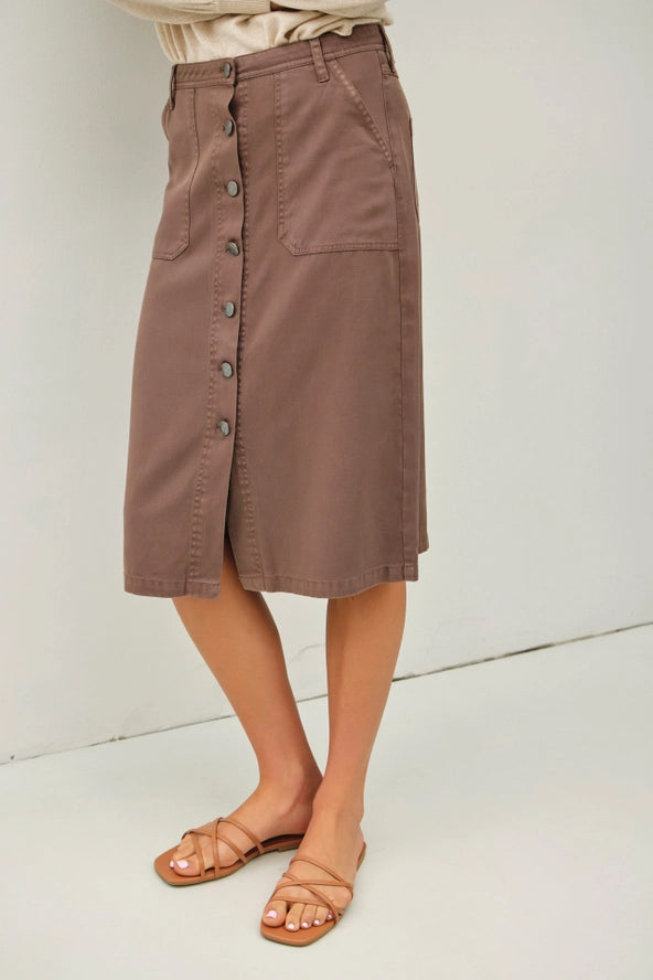 The Riley Button Up Midi Skirt