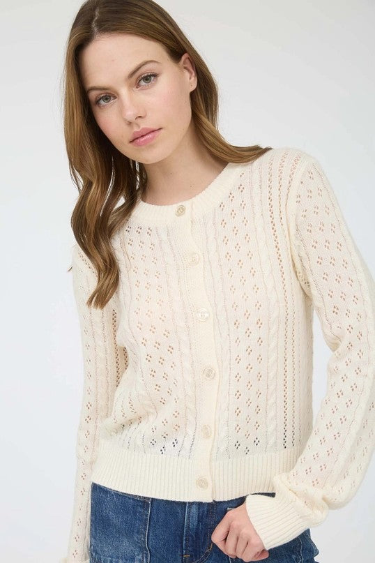 Eyelet Cable Knit Cardigan