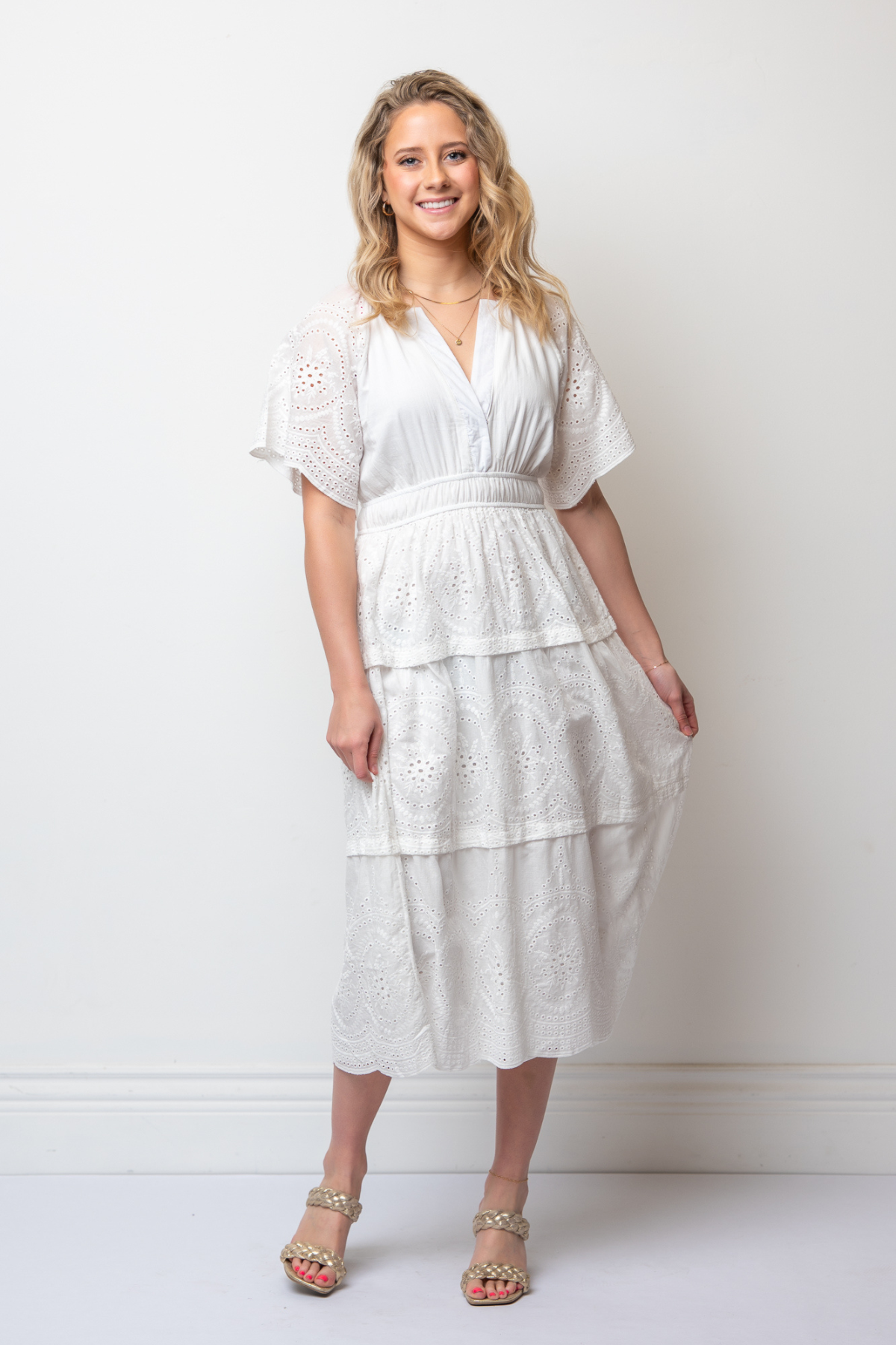 Mazie Eyelet Lace Midi Dress | Florence Adams