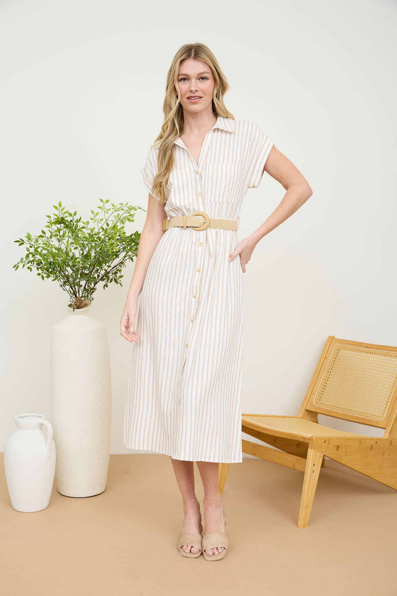 The Colette Striped Midi Dress