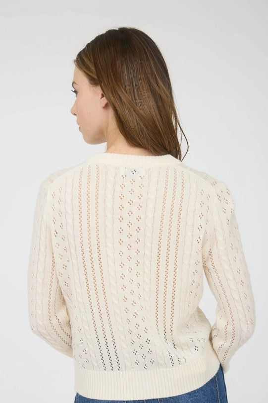 Eyelet Cable Knit Cardigan