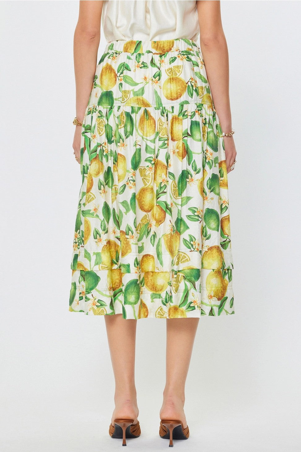 Lemon Printed Midi Skirt