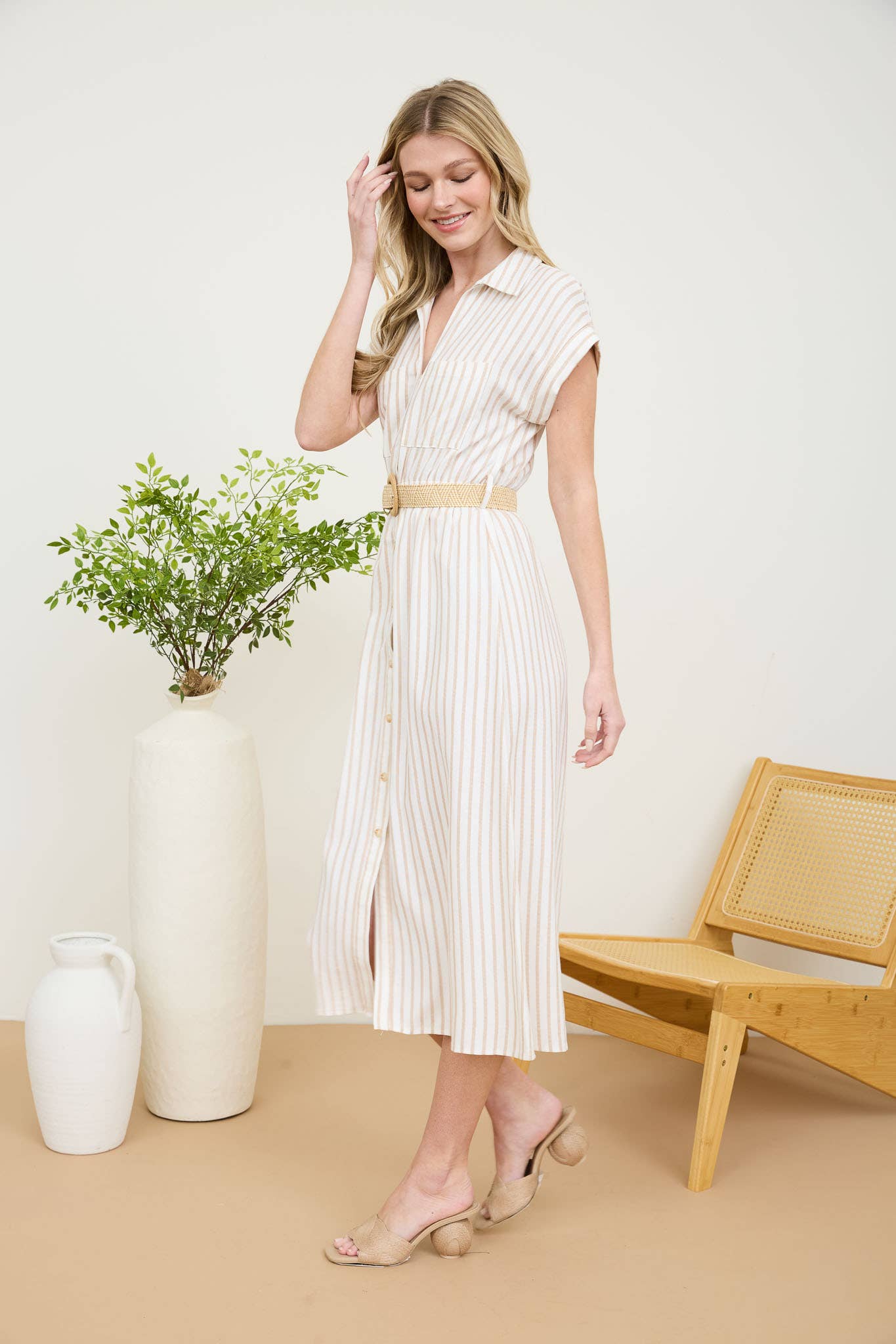 The Colette Striped Midi Dress