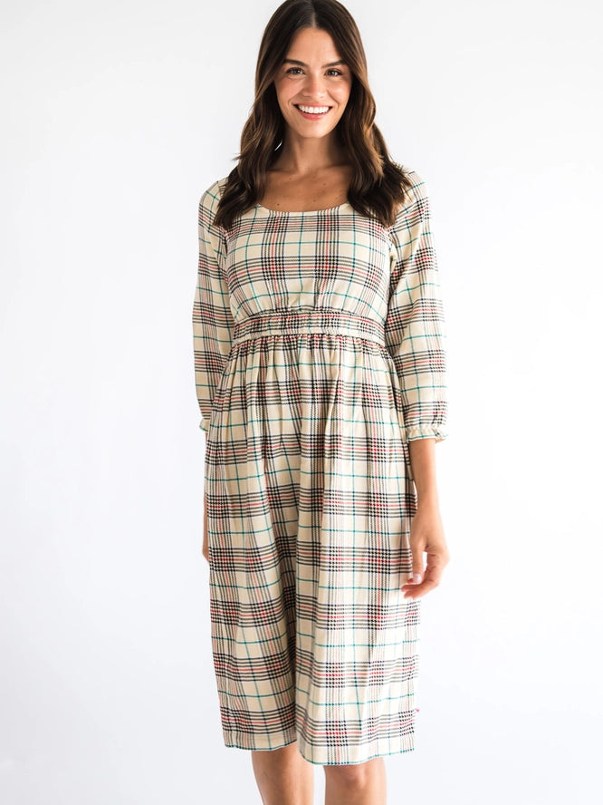 The Eloise Plaid Midi Dress