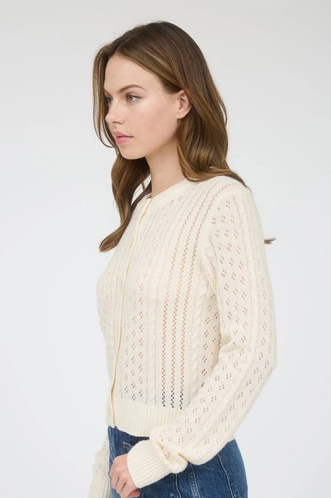 Eyelet Cable Knit Cardigan