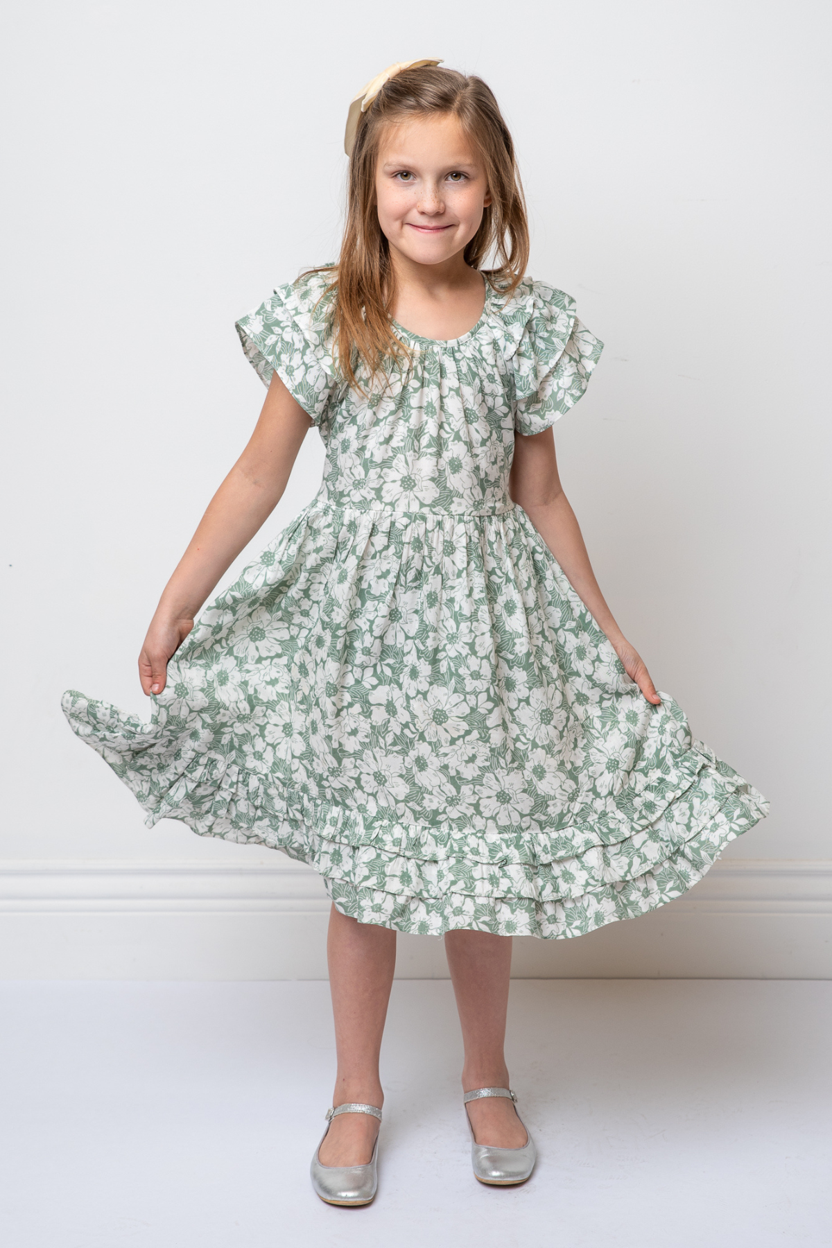 The Clara Dress in Green Floral