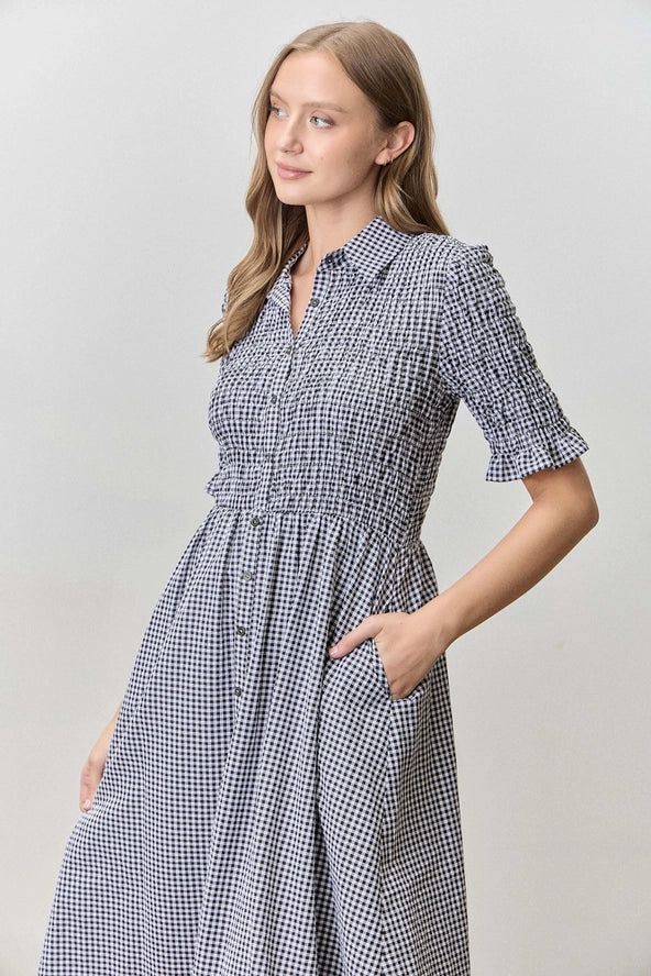 The Marta Gingham Midi Dress