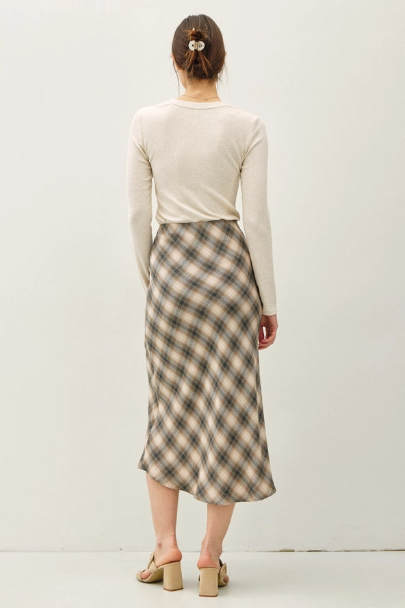 The Ellen Flowy Plaid Midi Skirt