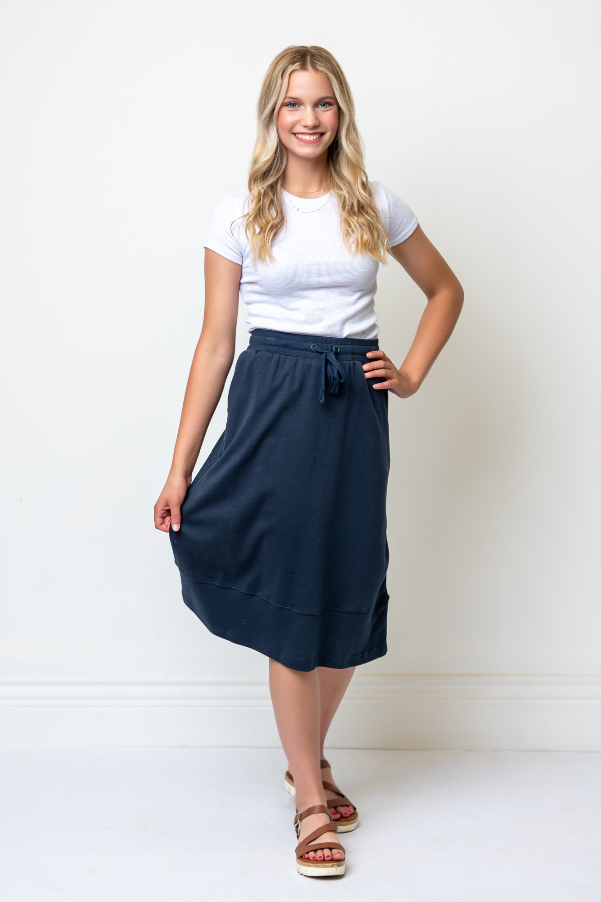 Eva Knit Skirt in Navy