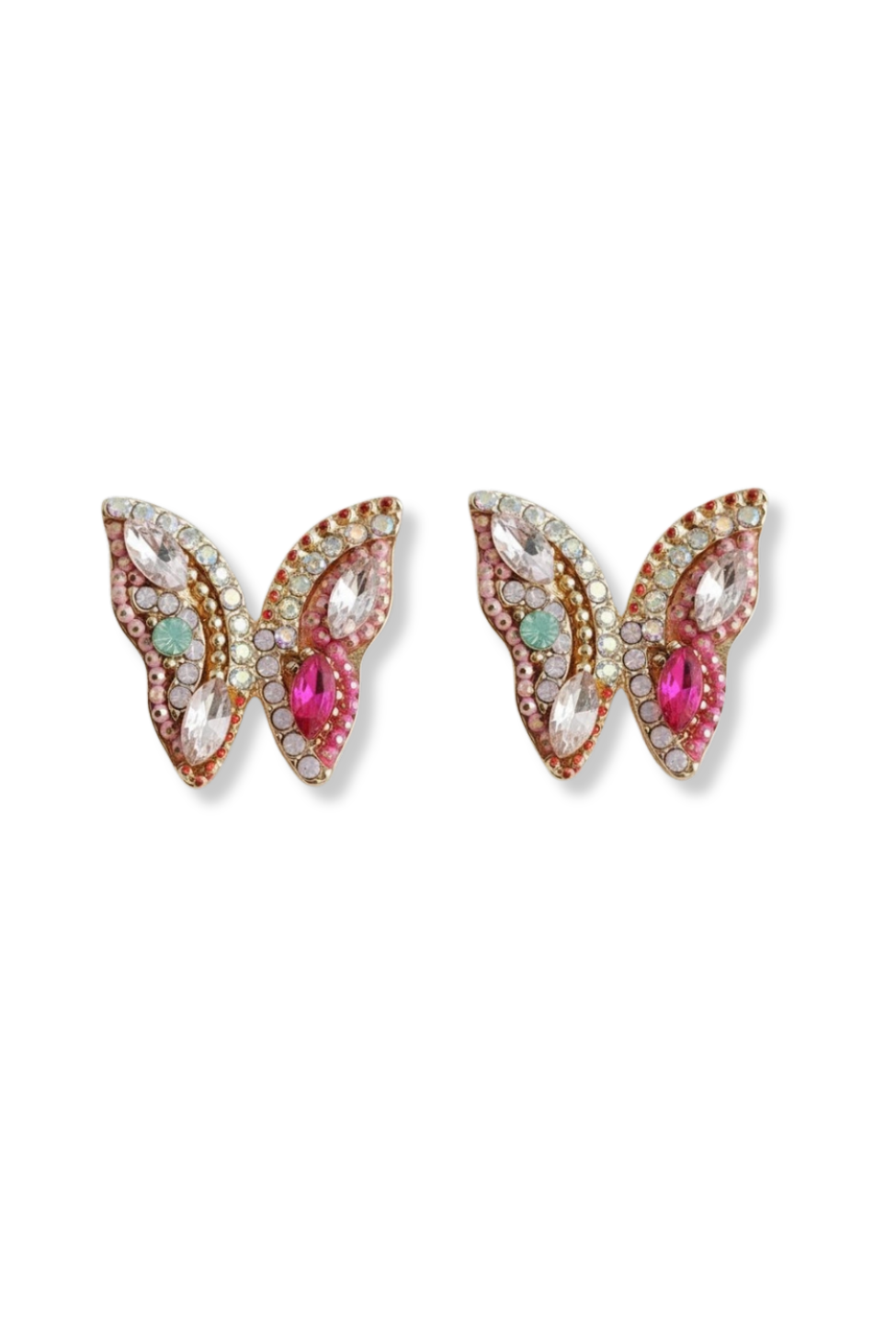 Artistic Butterfly-Inspired Gemstone Drop Earrings