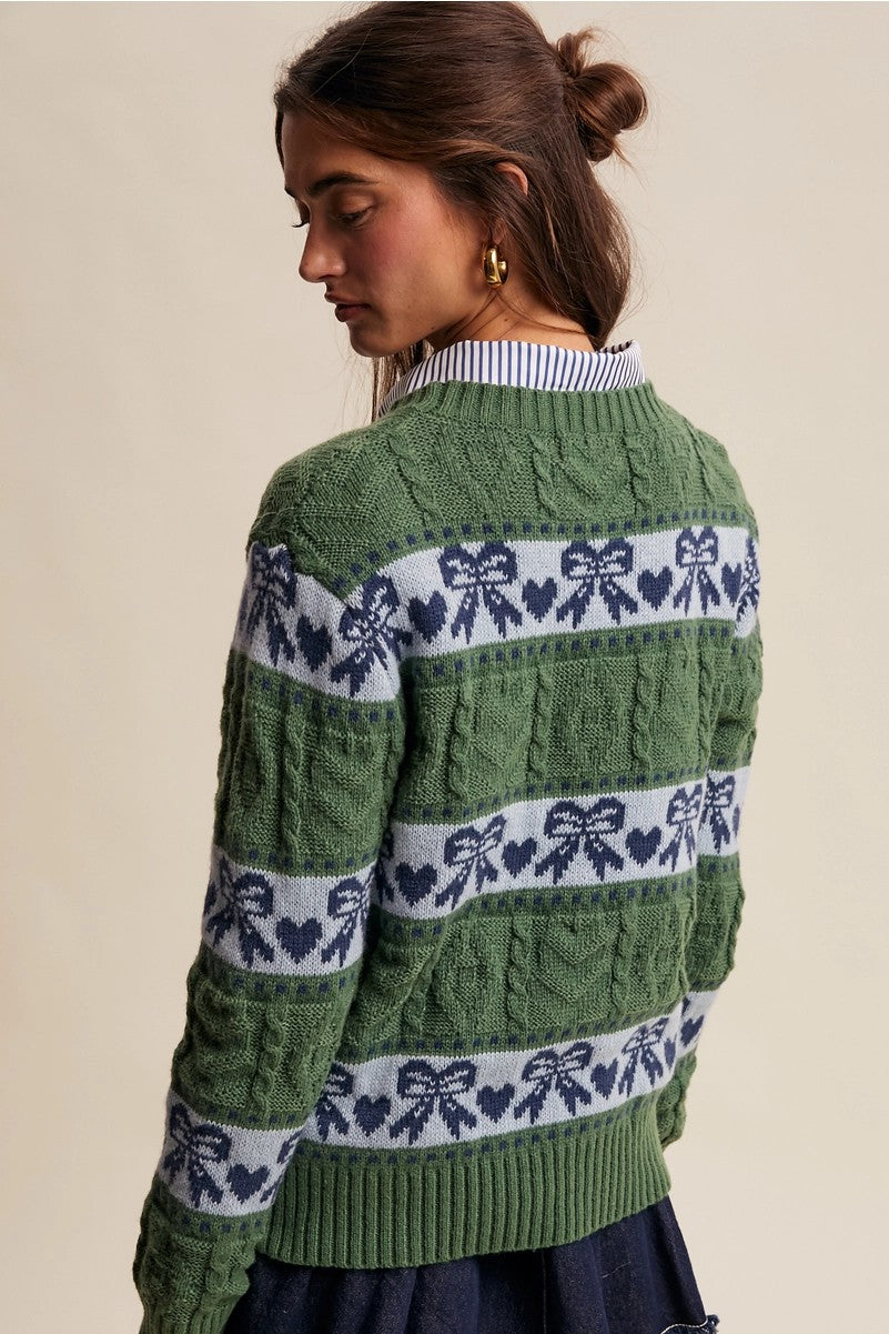 Bow & Heart Knit Pullover
