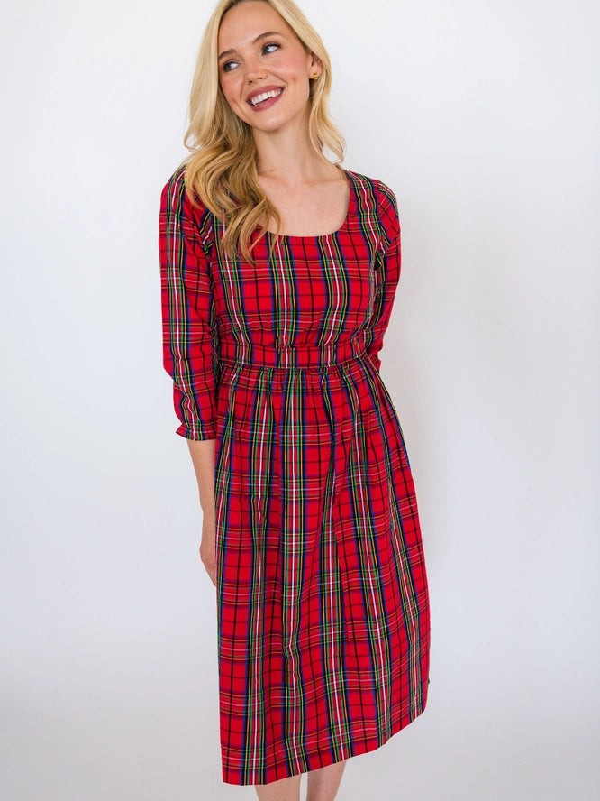 The Eloise Plaid Midi Dress