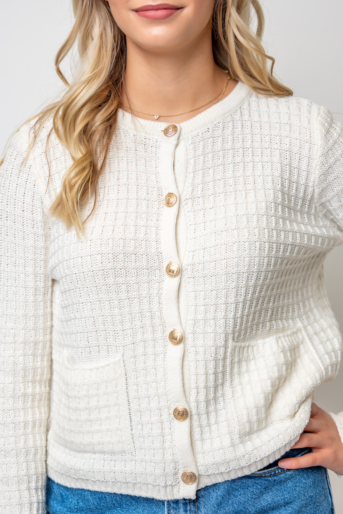 Textured Button Down Cardigan