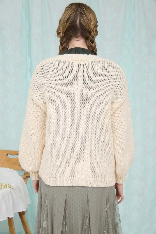 Embroidered Chunky Floral Cardigan