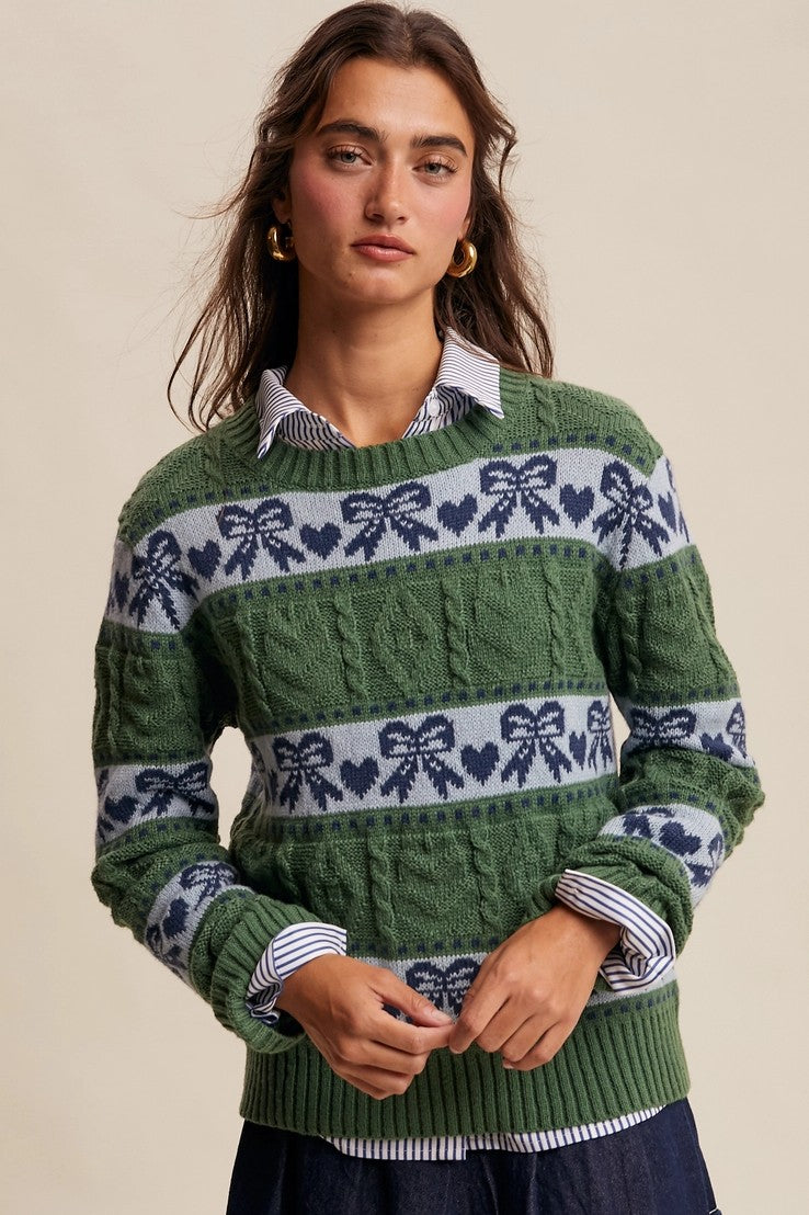 Bow & Heart Knit Pullover