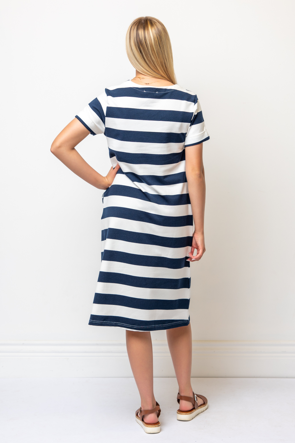 Celine Stripe Dress in Blue/White