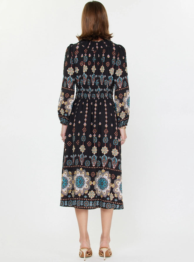 The Rhonda Printed Long Sleeve Midi Dress