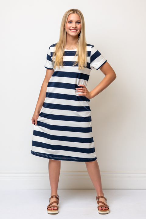 Celine Stripe Dress in Blue/White | Florence Adams Celine Stripe Dress in Blue/White | Florence Adams