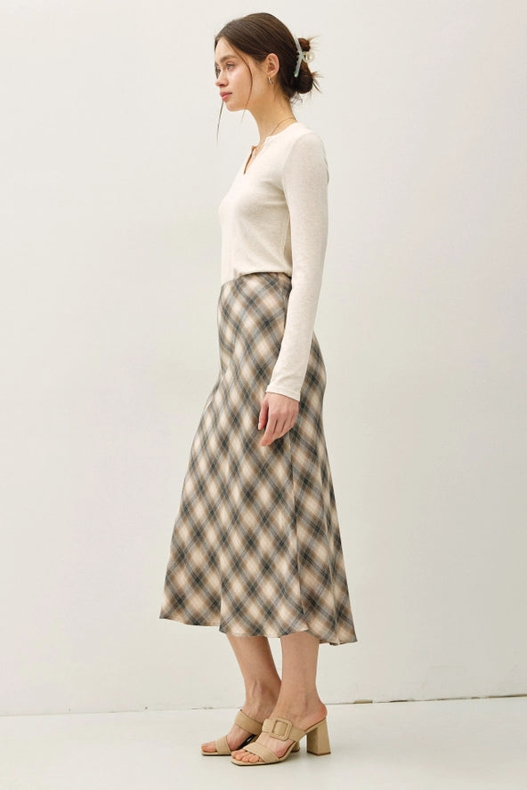 The Ellen Flowy Plaid Midi Skirt