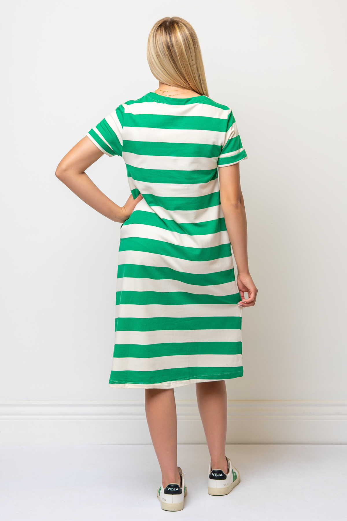 Celine Stripe Dress in Green