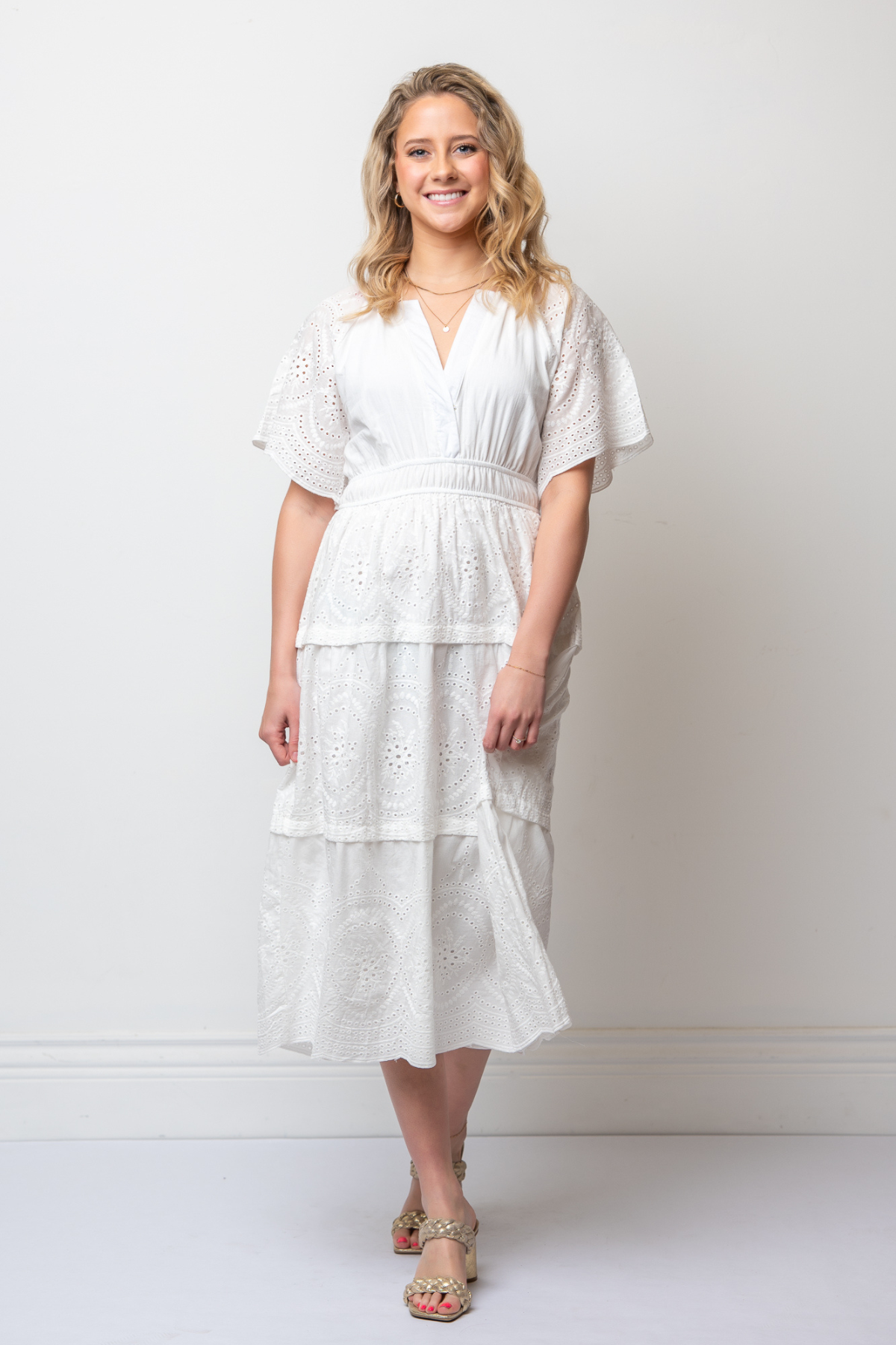 Mazie Eyelet Lace Midi Dress | Florence Adams