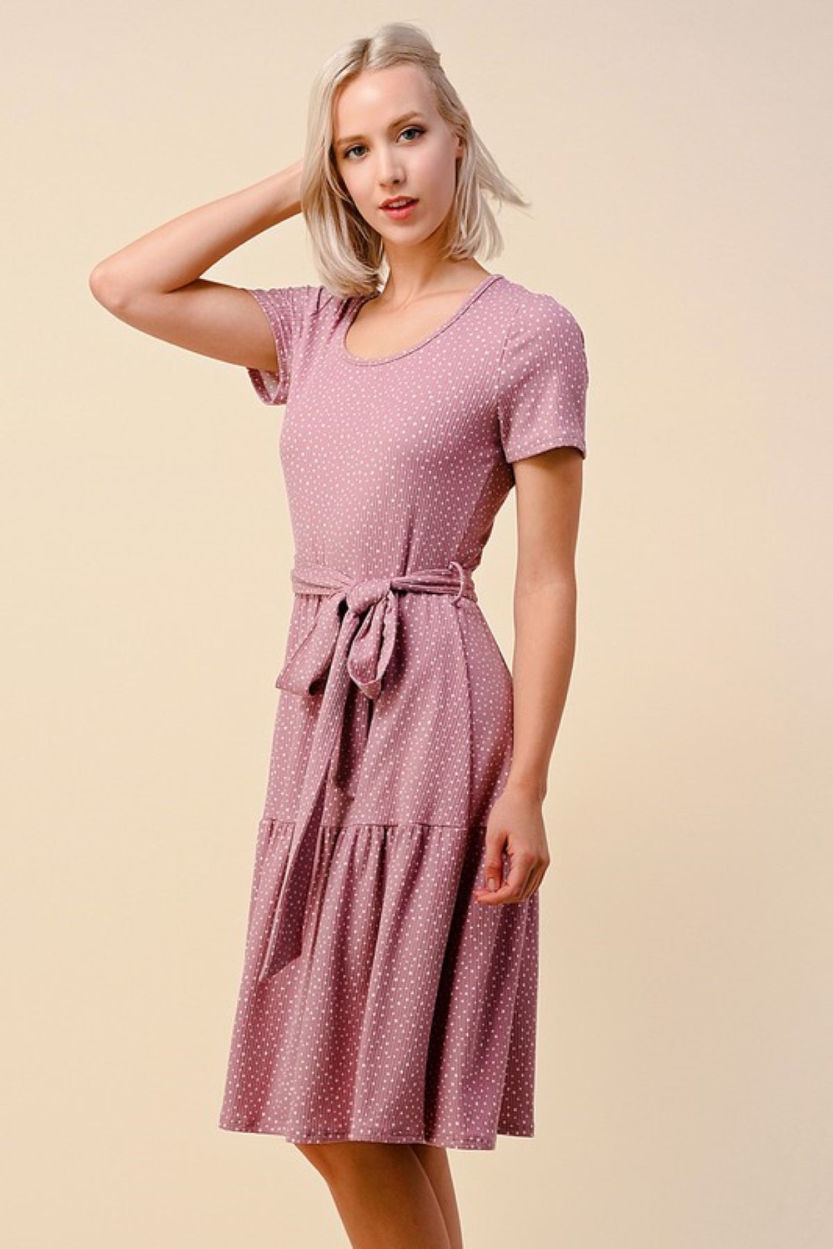 Kendall Dotted Dress in Mauve