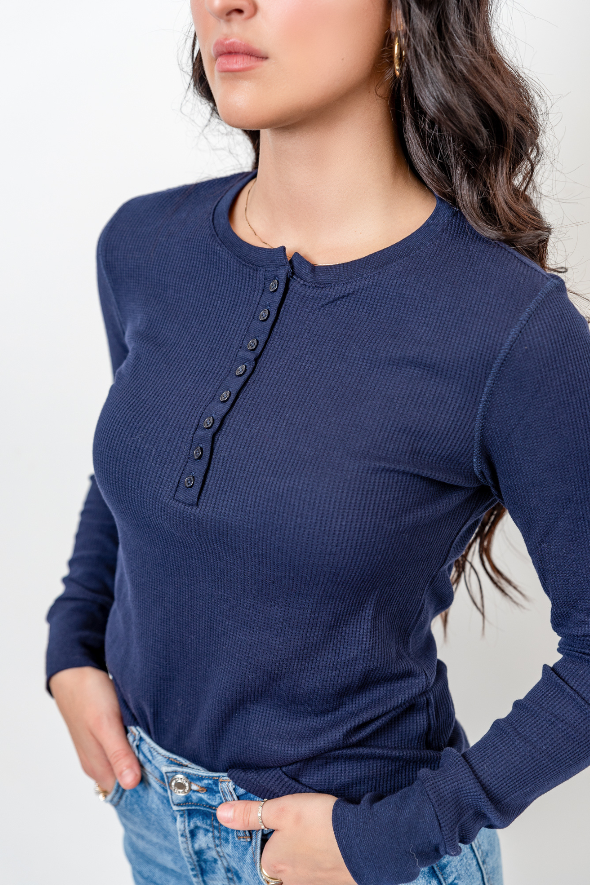 Henley Thermal Knit Top