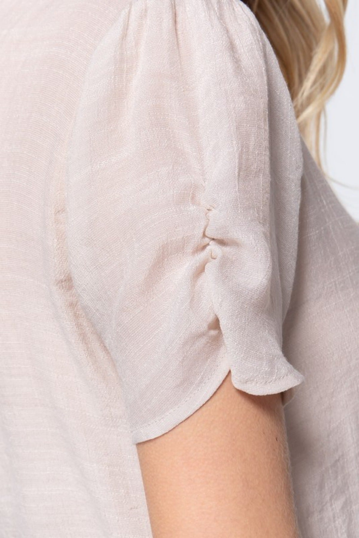 Capri Cropped Blouse w/Lace Detail