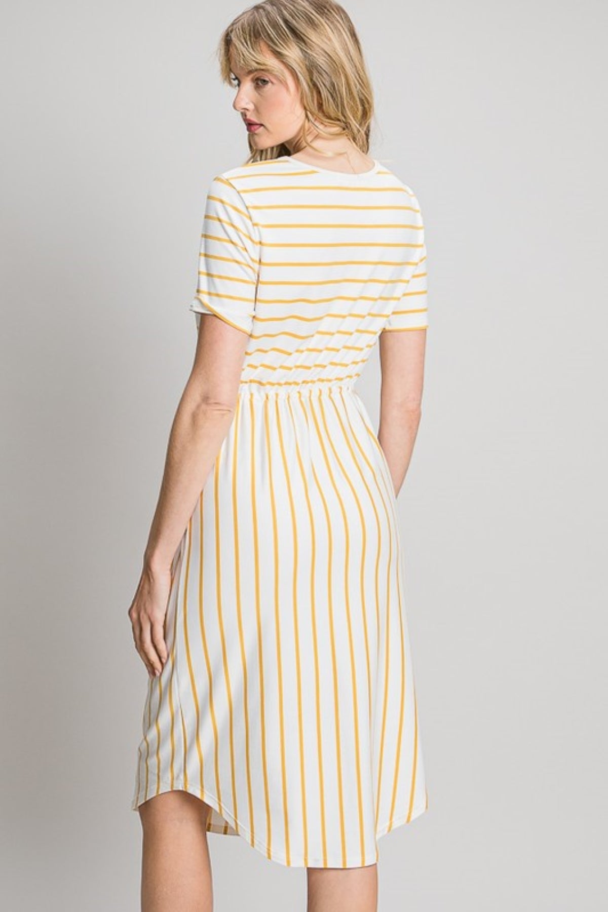 Tammie Striped Midi Dress in Mustard