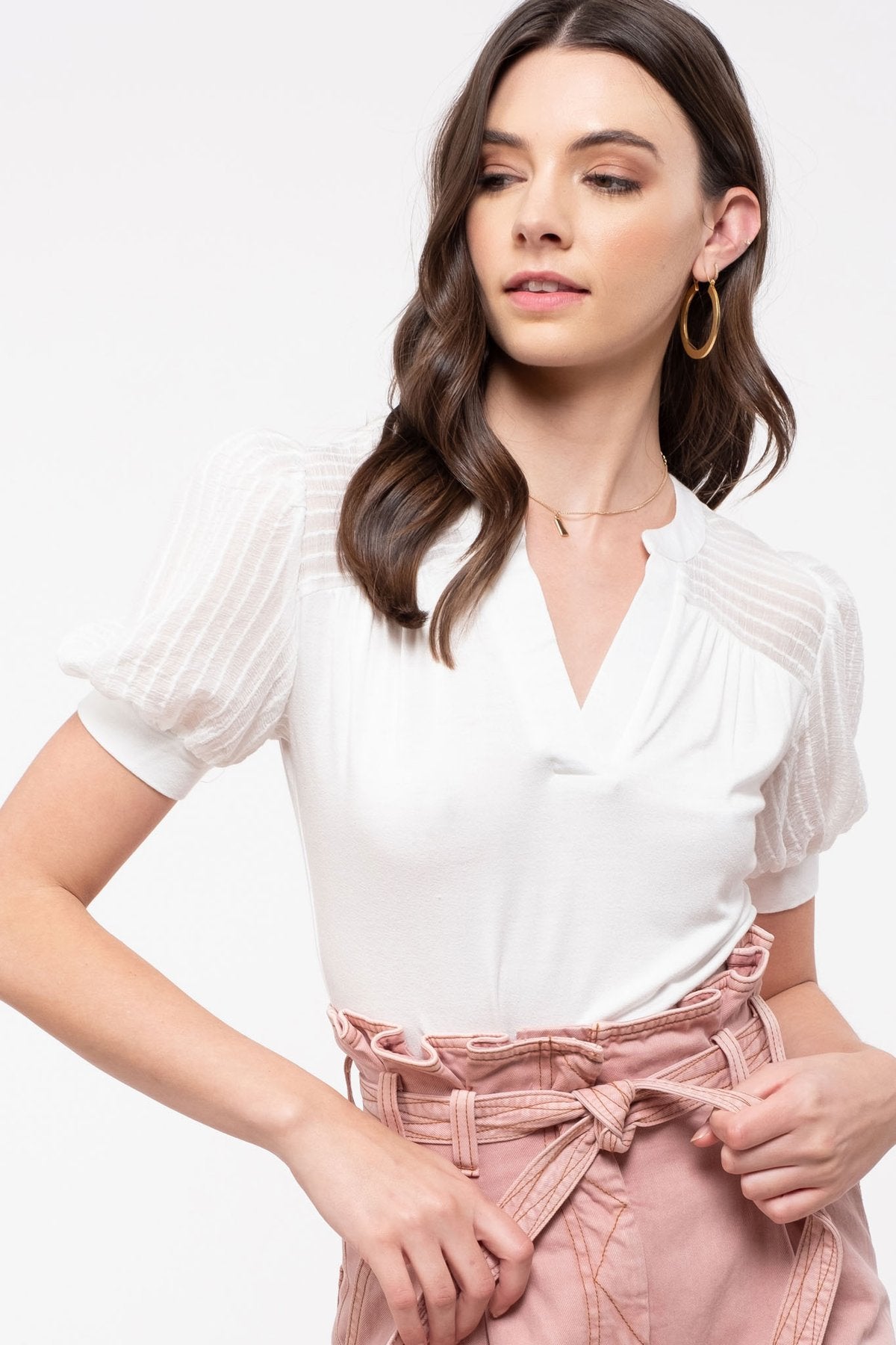 Agnes Puff Sleeve Top in Ivory