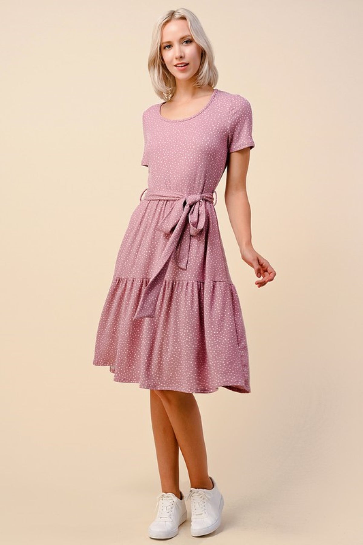 Kendall Dotted Dress in Mauve