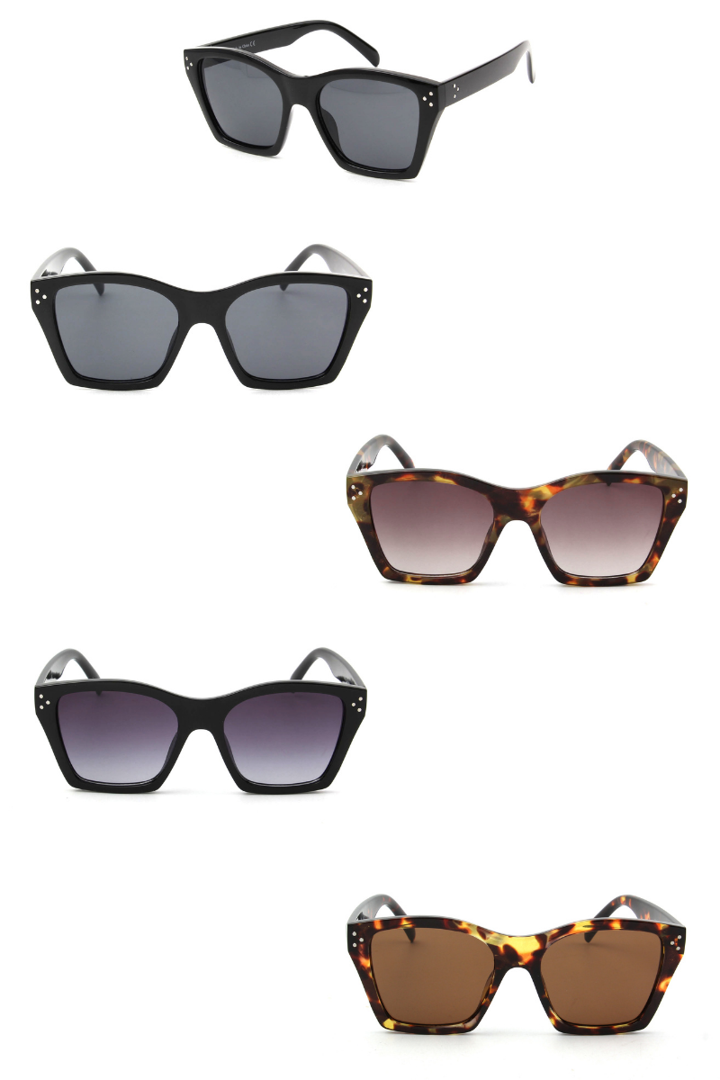 Retro Square Flat Top Tinted Fashion Cat Eye Sunglasses