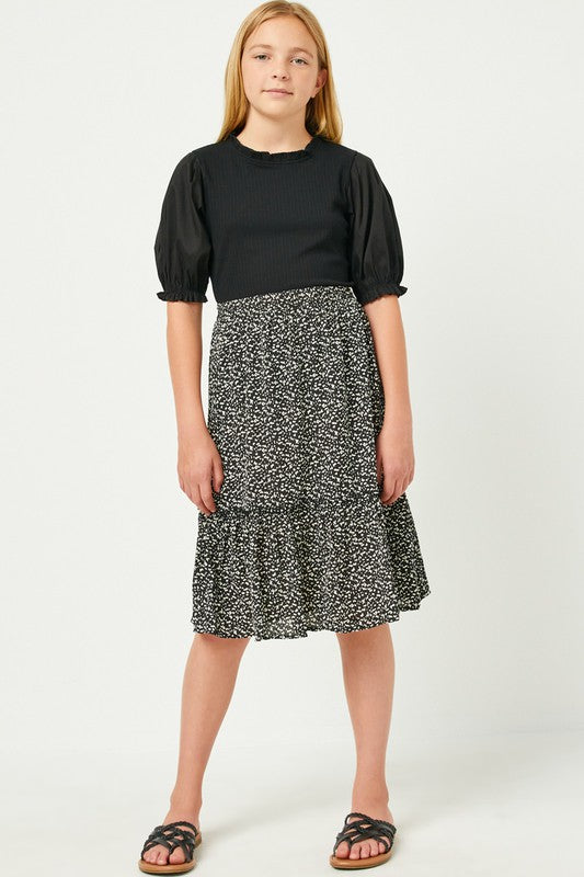 Girl's Lane Dotted Midi Skirt