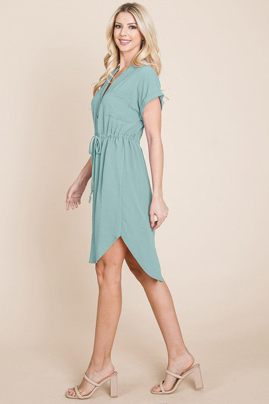 Savona Button Drawstring Dress