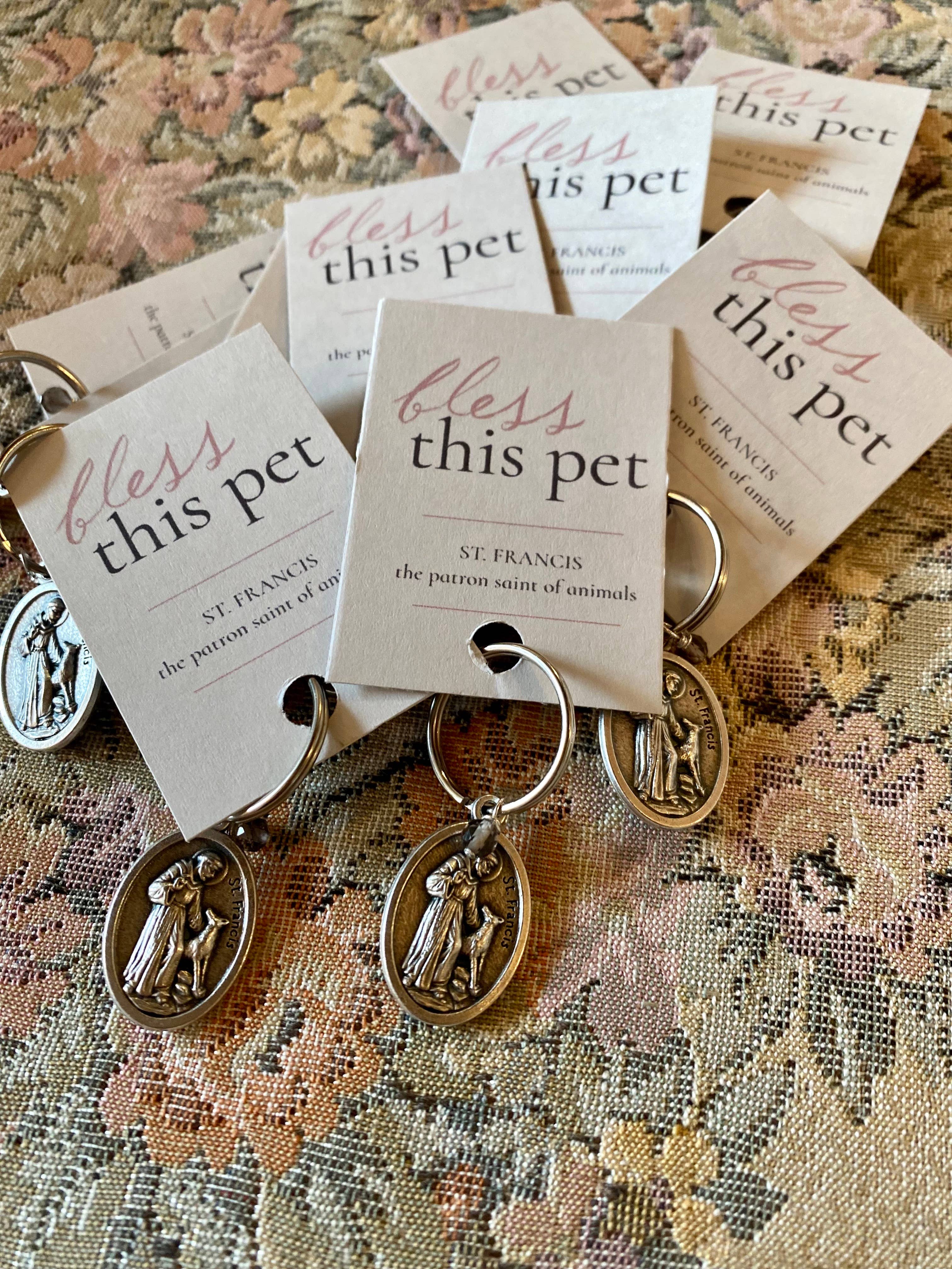 Bless this Pet Tag with Gemstone - Dog/Cat Charm