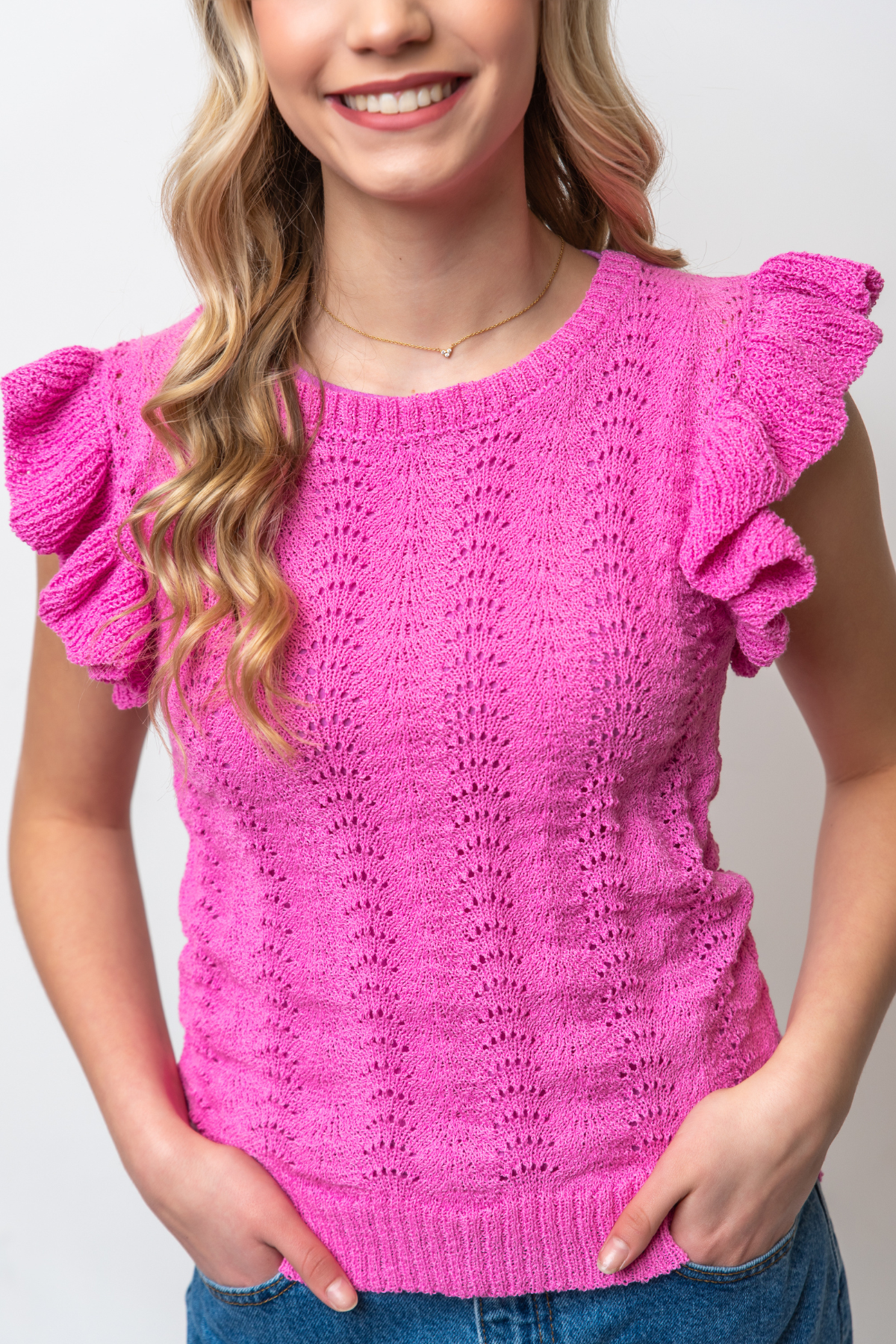 Lyla Eyelet Sweater Knit Top