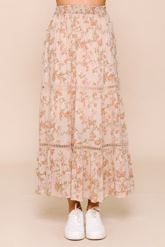 Meli Floral Print Midi Skirt
