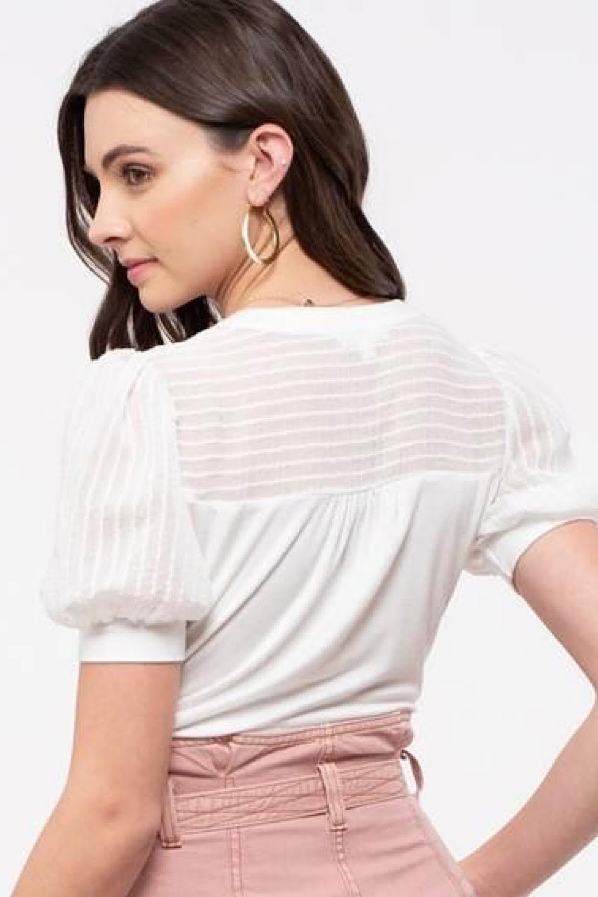 Agnes Puff Sleeve Top in Ivory