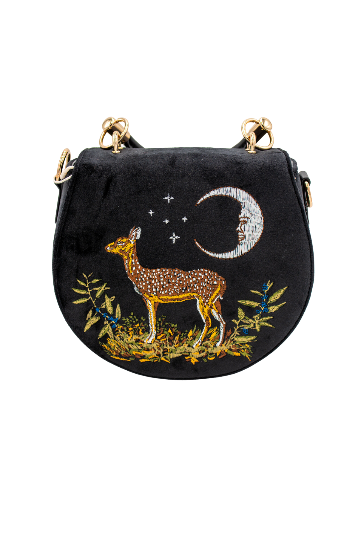 Deer and Moon Embroidered Bag